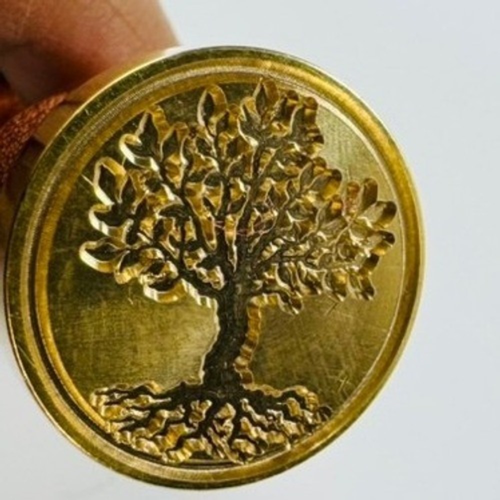 Tree of Life Wax Seal Stamp Brass Head with Wooden Handle Wisdom Crafting Emboss